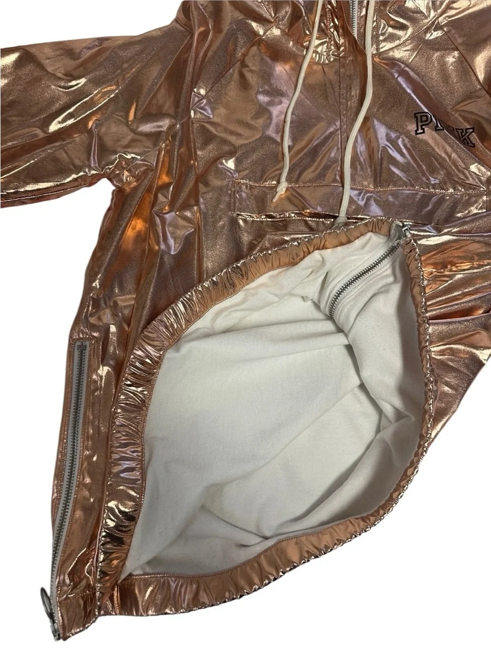 Victoria’s Secret PINK Rare Metallic Rose Gold Sherpa Anorak Jacket Size XS/S - Picture 5 of 14